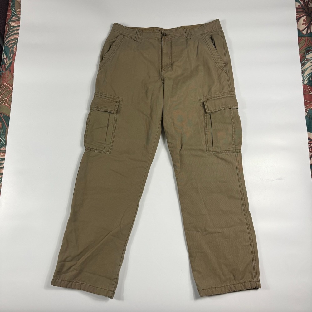 Old Navy Cargo Pants Mens 36x34 Tan Ripstop Flat Front Relaxed Fit Straight Leg
